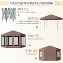 Outsunny 4x4m Garden Gazebo Tent Outdoor Metal Adjust Sun Shade w/ Zippered Net