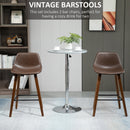 HOMCOM Counter Height Bar stools Set of 2 Mid-Back PU with Wood Legs, Brown