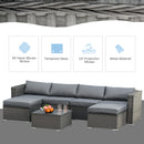 Outsunny 5PC PE Rattan Corner Sofa Set Outdoor Conservatory Furniture w/ Cushion