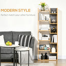 HOMCOM 6-Tier Bookshelf Freestanding Decorative Storage Shelves for Home Natural