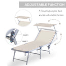 Outsunny Outdoor Lounger Fold 180° Reclining Chair w/ Adjustable Canopy Beige