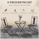 Outsunny 3-Piece Patio Bistro Set w/ Mosaic Round Table and 2 Armless Chairs