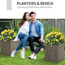 Outsunny Wooden Garden Planter & Bench Combination Garden Raised Bed Grey