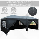 Outsunny 3m x 6m Pop Up Gazebo Party Tent Canopy Marquee with Storage Bag Black