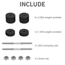 HOMCOM 30KG Adjustable Dumbbells Weight Set Hand Weight for Body Fitness