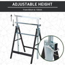 HOMCOM Set Of 2 Steel Saw Horses Telescopic Builders Work Bench Folding Black