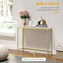 HOMCOM Modern Console Table Tempered Glass Top Sofa Table Steel Frame White