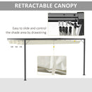 Outsunny 4 x 3(m) Outdoor Pergola Retractable Canopy Wall Mounted Gazebo, Beige