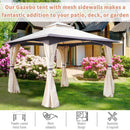 Outsunny 10' x 12'/3(m)x3(m) Steel Fabric  Patio Gazebo Vented Roof w/Mesh Sidewall