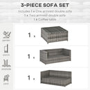 Outsunny 3Pcs Rattan Corner Sofa Set Coffee Table Garden Furniture  w/ Cushion