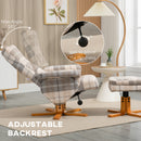 HOMCOM Recliner Chair and Footstool Linen-touch Fabric Wooden Base Multicolour