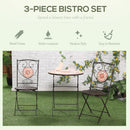 Outsunny 3-Piece Outdoor Bistro Set w/ Mosaic Round Table and 2 Armless Chairs