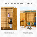 Outsunny Garden Storage Shed Tool Organizer w/ Table, 140x75x157cm, Natural