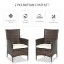 Outsunny 2PC Outdoor Rattan Armchair Wicker Dining Chair Set for Garden Brown
