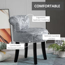 HOMCOM Dressing Table Stool Vanity Seat w/ Rubber Wood Legs Bedroom - Grey