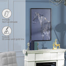 HOMCOM Gold Textured Canvas Wall Art Horse for Living Room Bedroom, 93x63cm