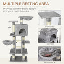 PawHut 125cm Multi-Activity Cat Tree w/ House Baskets Ladder Scratch Post Grey