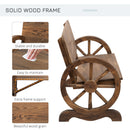 Outsunny Rustic Wood Design Home Garden Wagon Wheel Bench Décor Outdoor Loveseat