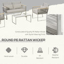 Outsunny 4 PCS Patio PE Rattan Outdoor Sofa Set, Conservatory Furniture Set
