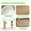 PawHut 42cm Indoor Cat Tree, Kitty Play Tower w/ Toy Balls, Jute Scratching Post