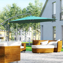 Outsunny 3(m) LED Patio Banana Umbrella Cantilever Parasol w/ Crank, Green
