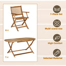 Outsunny 7 Piece Wooden Garden Furniture Set Folding Dining Table and Armchair