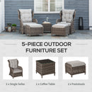 Outsunny Garden Sofa Chair & Stool Table Set Patio Wicker Weave Furniture Set