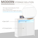 HOMCOM Modern High Gloss RGB LED Cabinet Cupboard Sideboard Console White