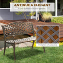Outsunny Cast Aluminium Garden Bench 2 Seater Antique Park Loveseat, Bronze