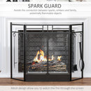HOMCOM 3 Panel Folding Fire Screen with Double Door Fireplace Tool Accessary