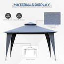 Outsunny 3.45x3.45m Side-Less Outdoor Canopy Gazebo 2-Tier Roof Steel Frame Grey