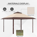 Outsunny 4 x 4m Outdoor Pop-Up Canopy Tent Gazebo Adjustable Legs Bag Coffee