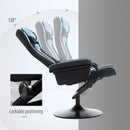 Vinsetto Video Game Chair and Footrest Set with Lumbar Support Headrest Blue