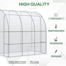 Outsunny Walk-In Lean to Wall Greenhouse w/ Zippered Door 214x118x212cm, White