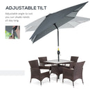Outsunny 3x2m Patio Parasol Canopy Tilt Crank 6 Ribs Sun Shade Garden Dark Grey