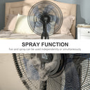 HOMCOM Pedestal Fan with Water Mist Spray Standing Fan w/ 2.8L Water Tank Black