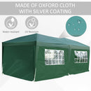 Outsunny 3m x 6m Pop Up Gazebo Party Tent Canopy Marquee with Storage Bag Green