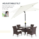 Outsunny 3x2m Patio Parasol Canopy Tilt Crank 6 Ribs Sun Shade Garden White