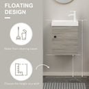 kleankin Bathroom Vanity Unit with Basin, Wall Mounted Wash Stand, Grey