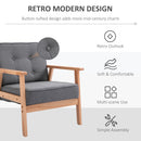 Homcom Retro Accent Single Chair Beech Wood Frame Armchair Cushion Linen Fabric