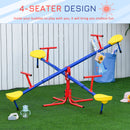 Outsunny Kids Metal Seesaw Teeter Totter Children's Playground Equipment 4 Seats