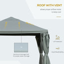 Outsunny 3(m) Outdoor Gazebo Canopy Party Tent Aluminum Frame with Sidewalls