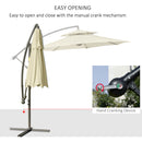 Outsunny 2.7m Cantilever Banana Parasol Outdoor Sun Shade w/ Crank, Beige