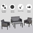 Outsunny 4 PCs Aluminum Rattan Outdoor Sofa Set Conservatory Furniture Tea Table