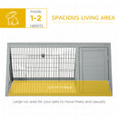 PawHut Wooden Rabbit Hutch Triangle Bunny Ferret Cage Guinea Pig Run Grey