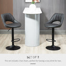 HOMCOM Barstools Set of 2 Adjustable Swivel Height Gas Lift PU Leather Chairs