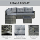 Outsunny Aluminium 4 Pieces Outdoor PE Rattan Sectional Conversation Sofa Set