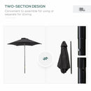 Outsunny 2m Parasol Patio Umbrella, Outdoor Sun Shade with 6 Ribs Black