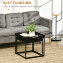 HOMCOM Coffee Table Set of 2 High Gloss Nest of Tables with Steel Frame, Black