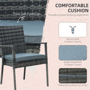 Outsunny 7PC Rattan Dining Set Patio Chair Glass Top Table Wicker Furniture Grey